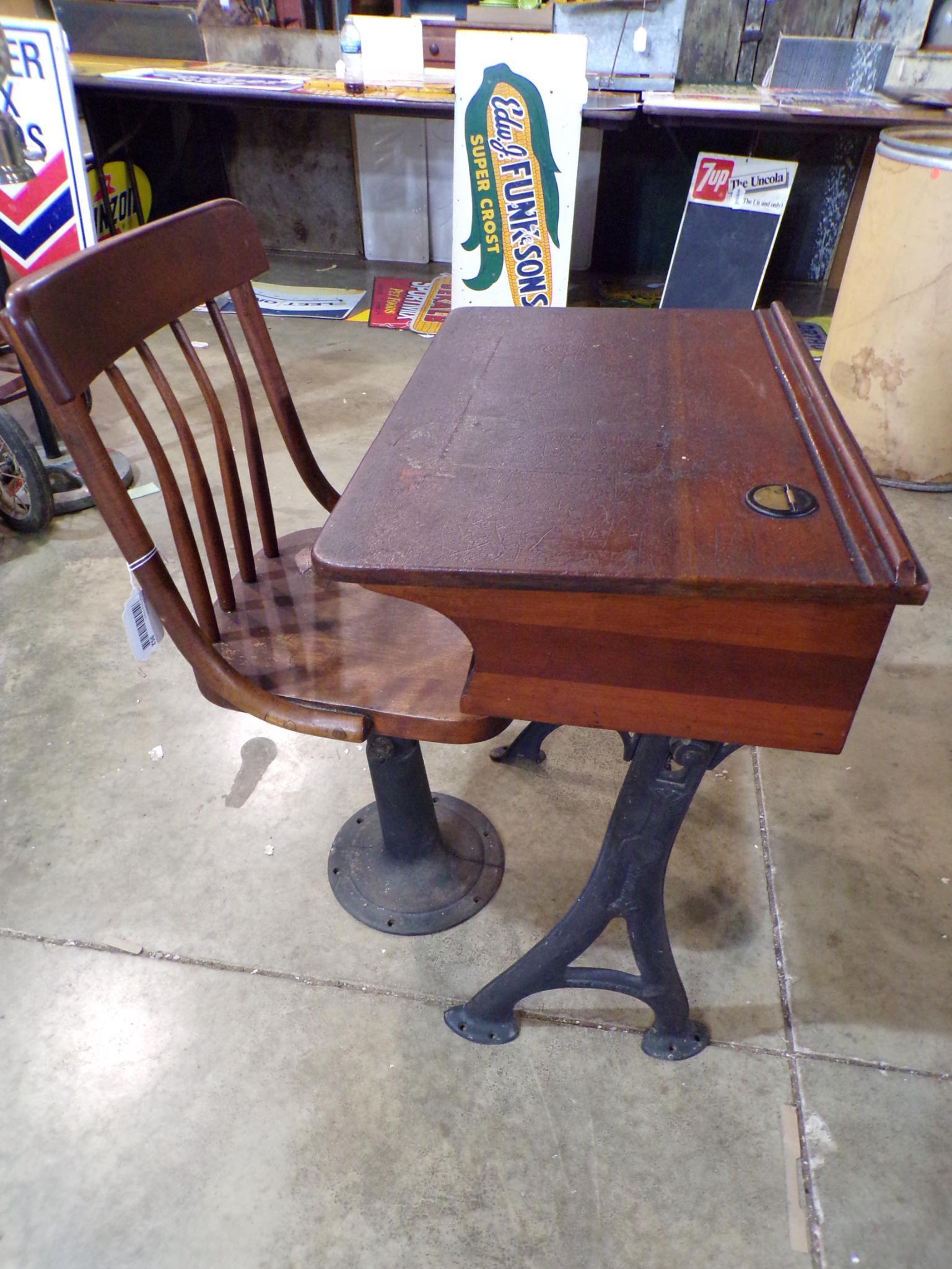 Early student desk with Inkwell and chair (1 of 13)