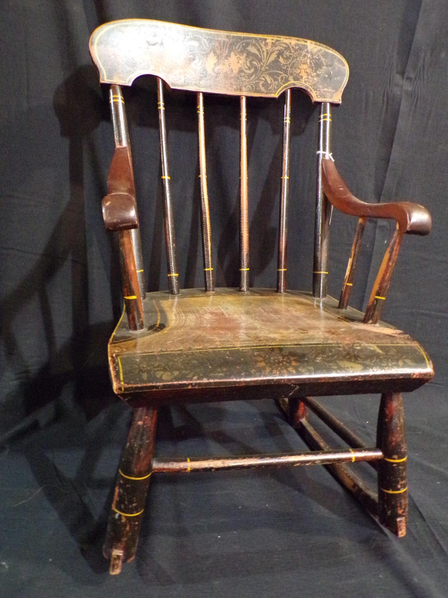 Early painted child's rocker (1 of 8)