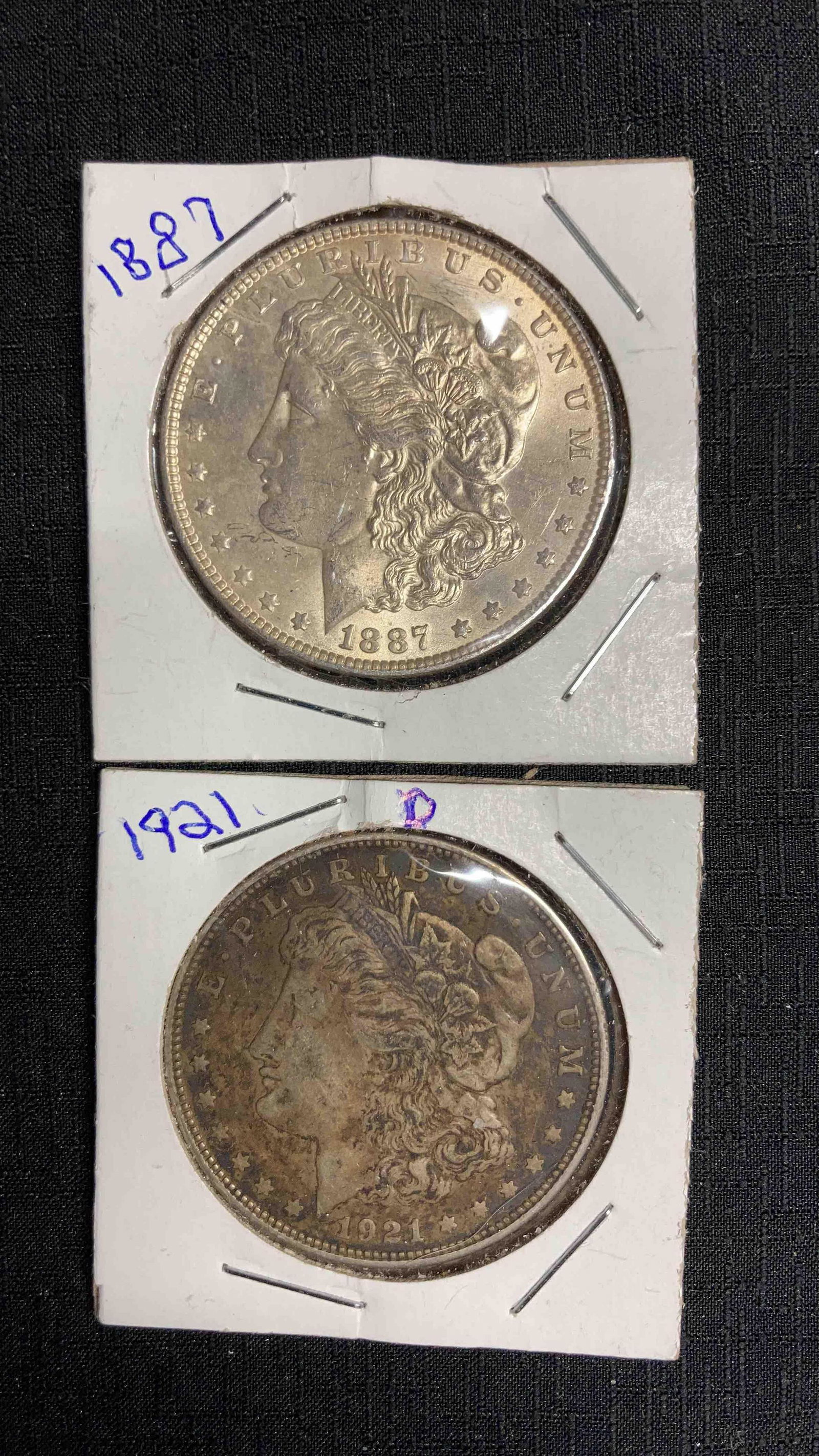 Morgan Silver Dollars: 1887, 1921 D