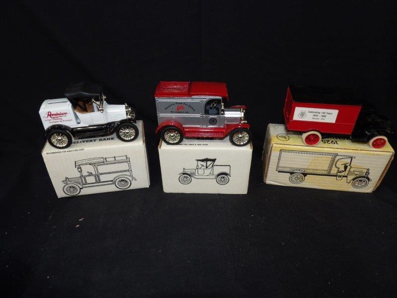 Lot of 3 Advertising Locking Coin Bank Replicas (1 of 4)
