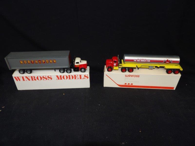 Lot of 2 Winross Advertising Tractor Trailers-North Penn, 1982 World's Fair: 9 1/4" L