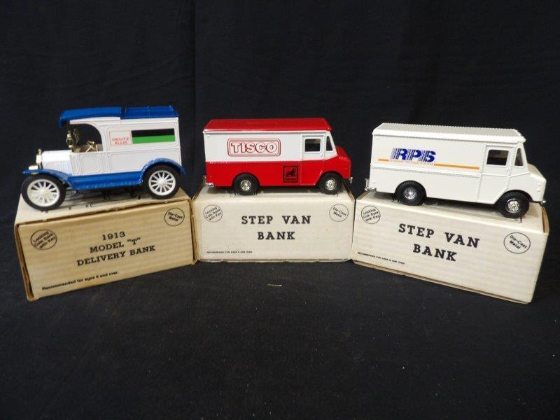 Lot of 3 Ertl Advertising Locking Truck Banks- Tisco, Deutz Allis & RPS (1 of 7)