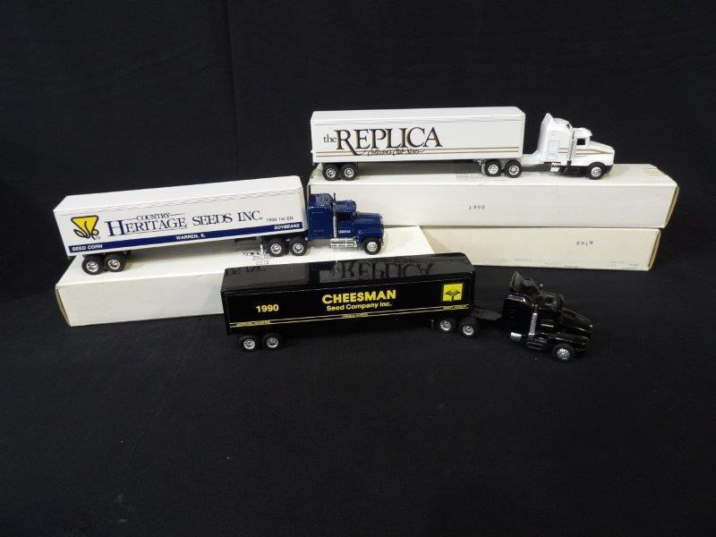 Lot of 3 Ertl Advertising Truck and Trailers-Heritage Seeds, Cheesman Seed & The Replica News (1 of 7)