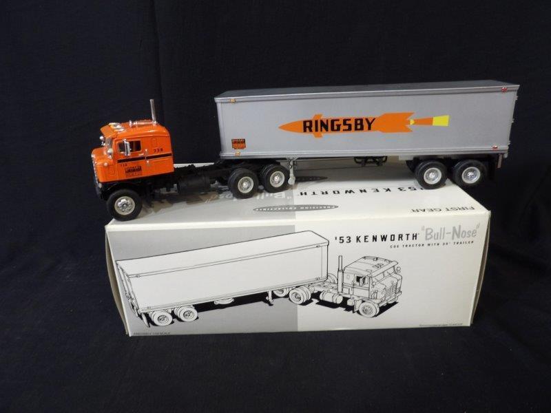 First Gear Ringsby Advertising 1953 Kenworth Bull Nose COE Tractor w/ 35' Trailer (1 of 5)