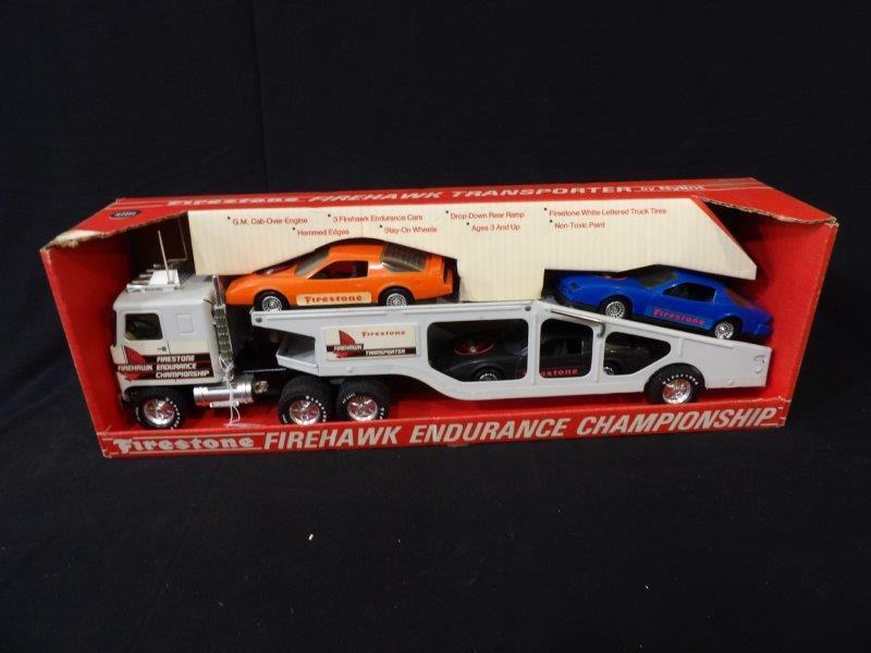 Nylint Firestone Firehawk Endurance Championship Transporter: Includes 3 plastic pontiac model cars. NIB 22 3/4" L