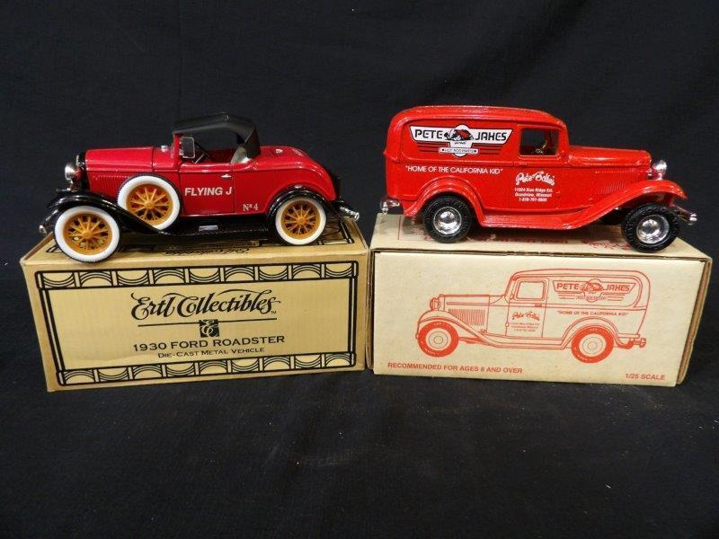 Ertl Collectibles Advertising Locking Coin Bank Replicas-Flying J & Pete Jakes: NIB 1-Pete Jakes 1932 Ford Delivery Van 1/25 Scale 2-Flying J 1930 Ford Roadster 1/25 Scale