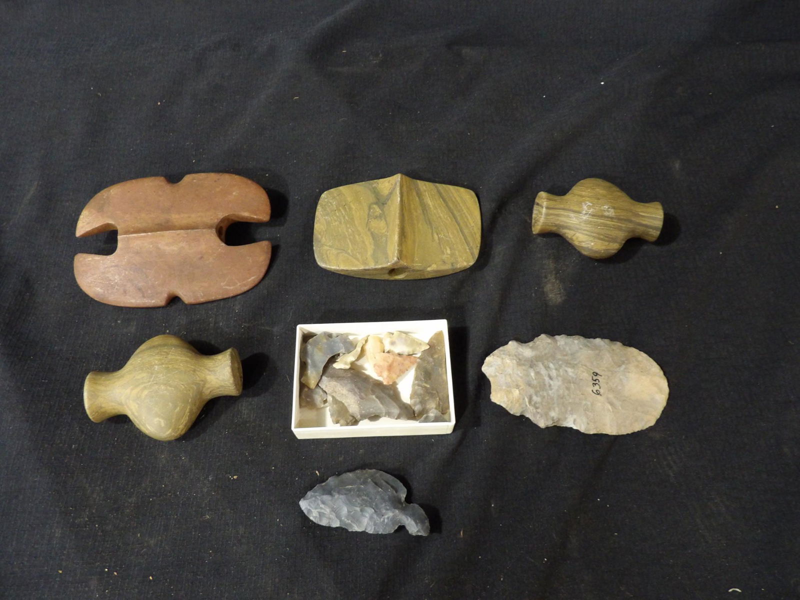 Native American Banner stones, pipes and Arrowhead lot (1 of 9)