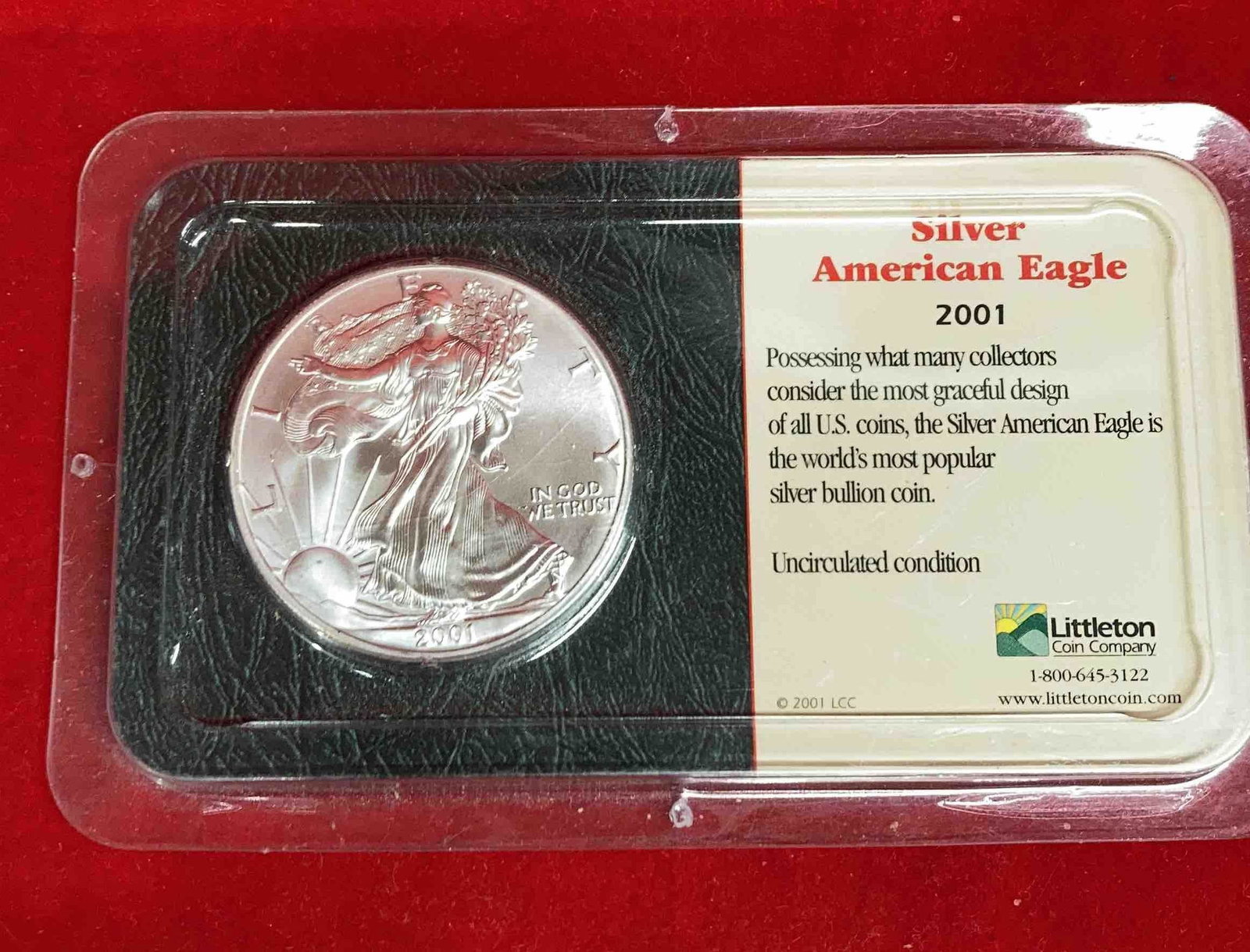 2001 UNCIRCULATED SILVER EAGLE: 1 OZ .999