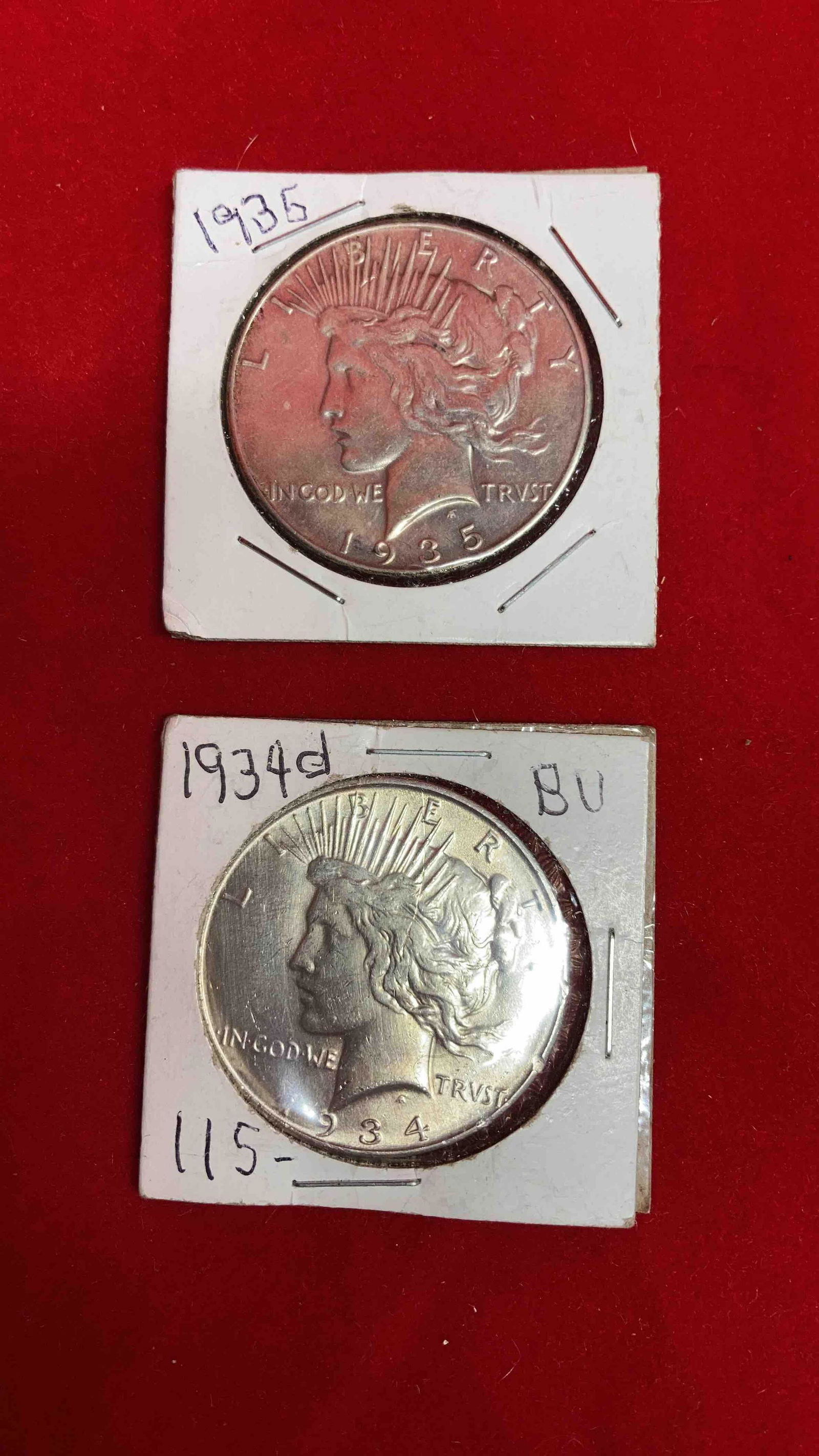 2- SILVER PEACE DOLLARS (1 of 2)