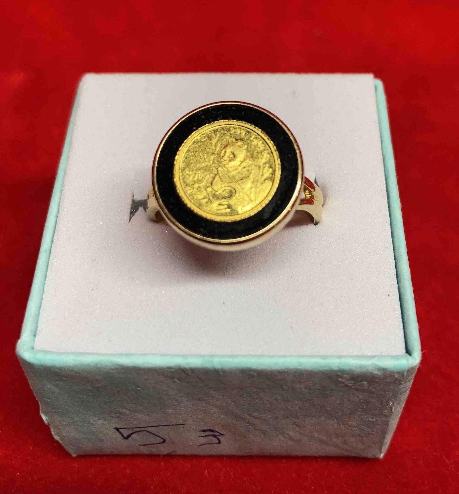 14K YELLOW GOLD RING W/  PANDA SETTING (1 of 5)