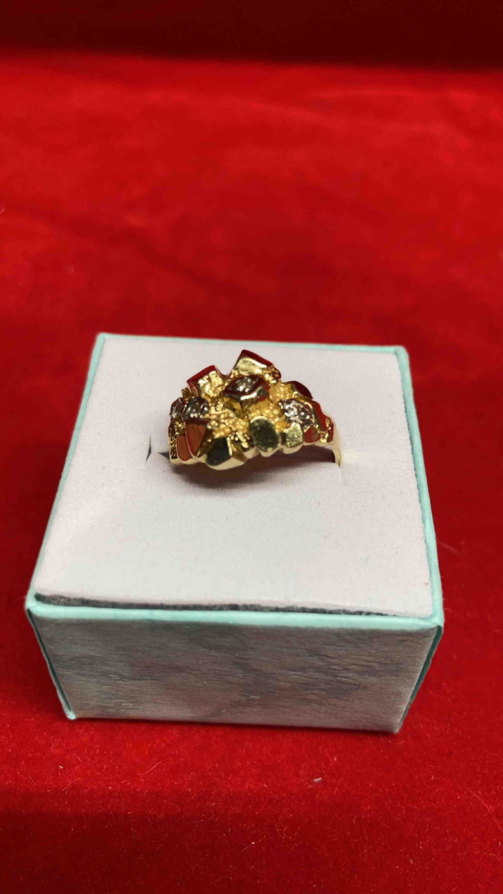 14K GOLD NUGGET RING W/ DIAMONDS (1 of 6)