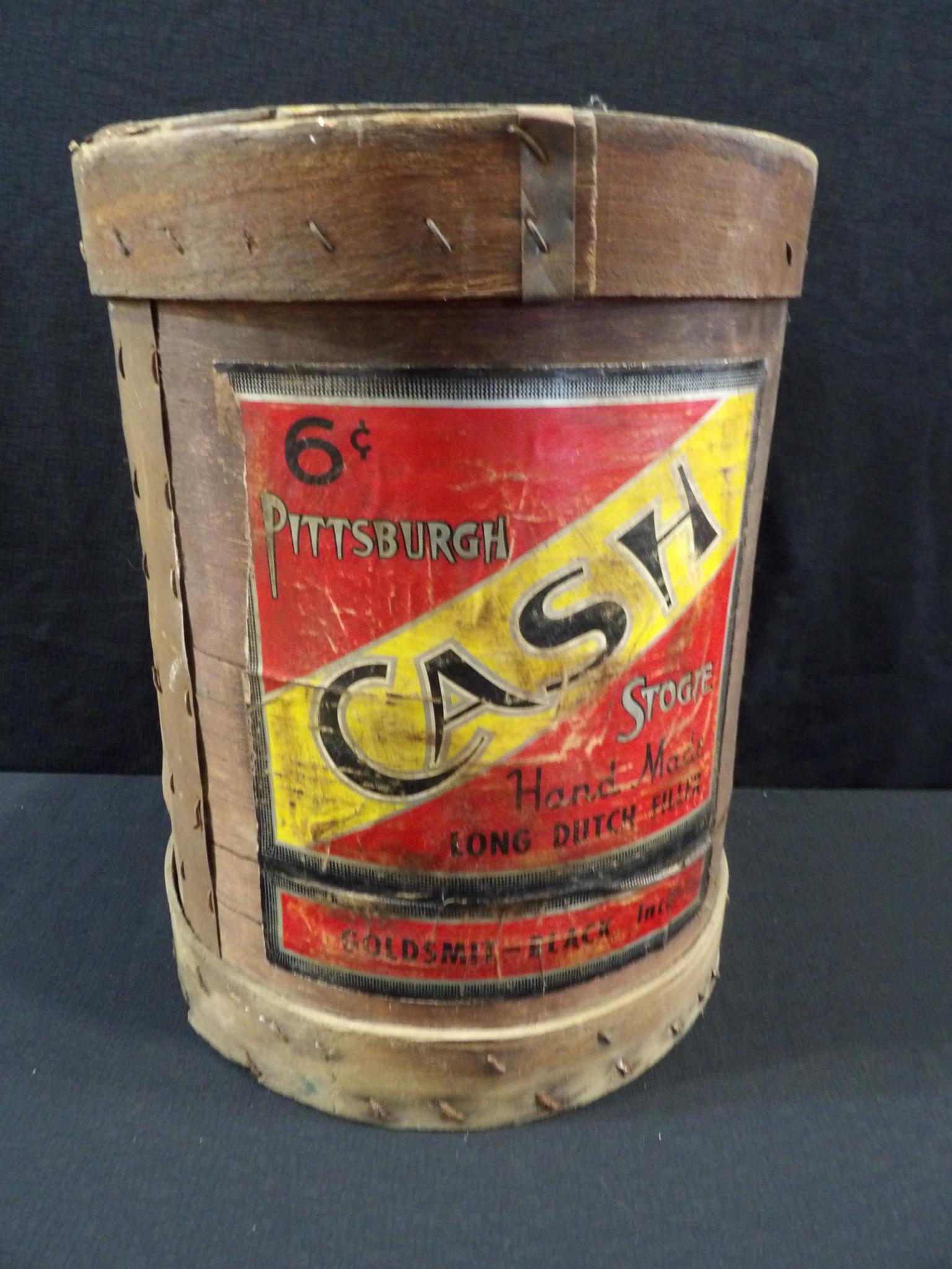 Pittsburgh Cash Stogie wooden tobacco container (1 of 7)
