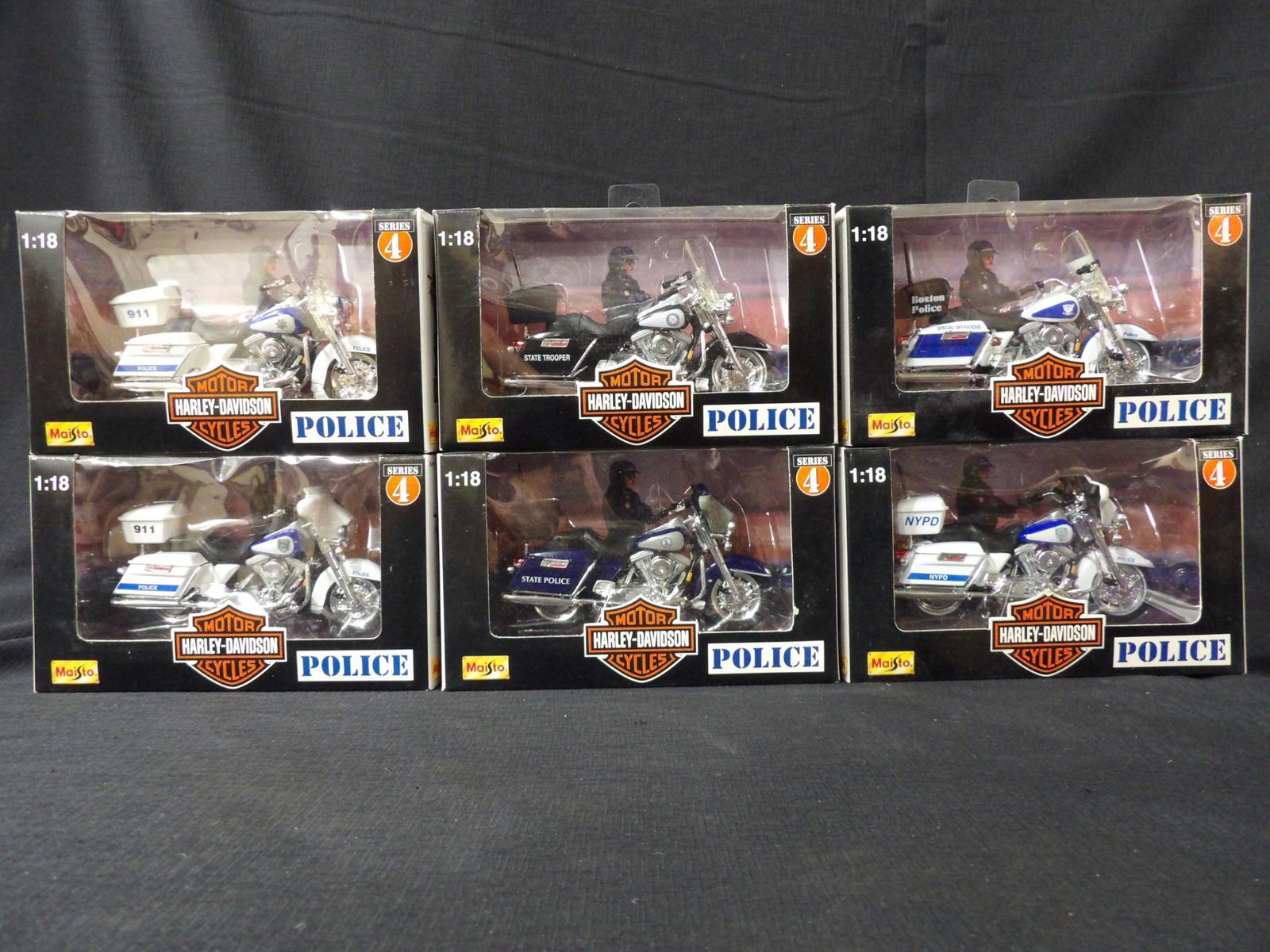 Maisto Harley Davidson Law Enforcement Series Die Cast Replicas Series #4  Complete Set (6) (1 of 6)