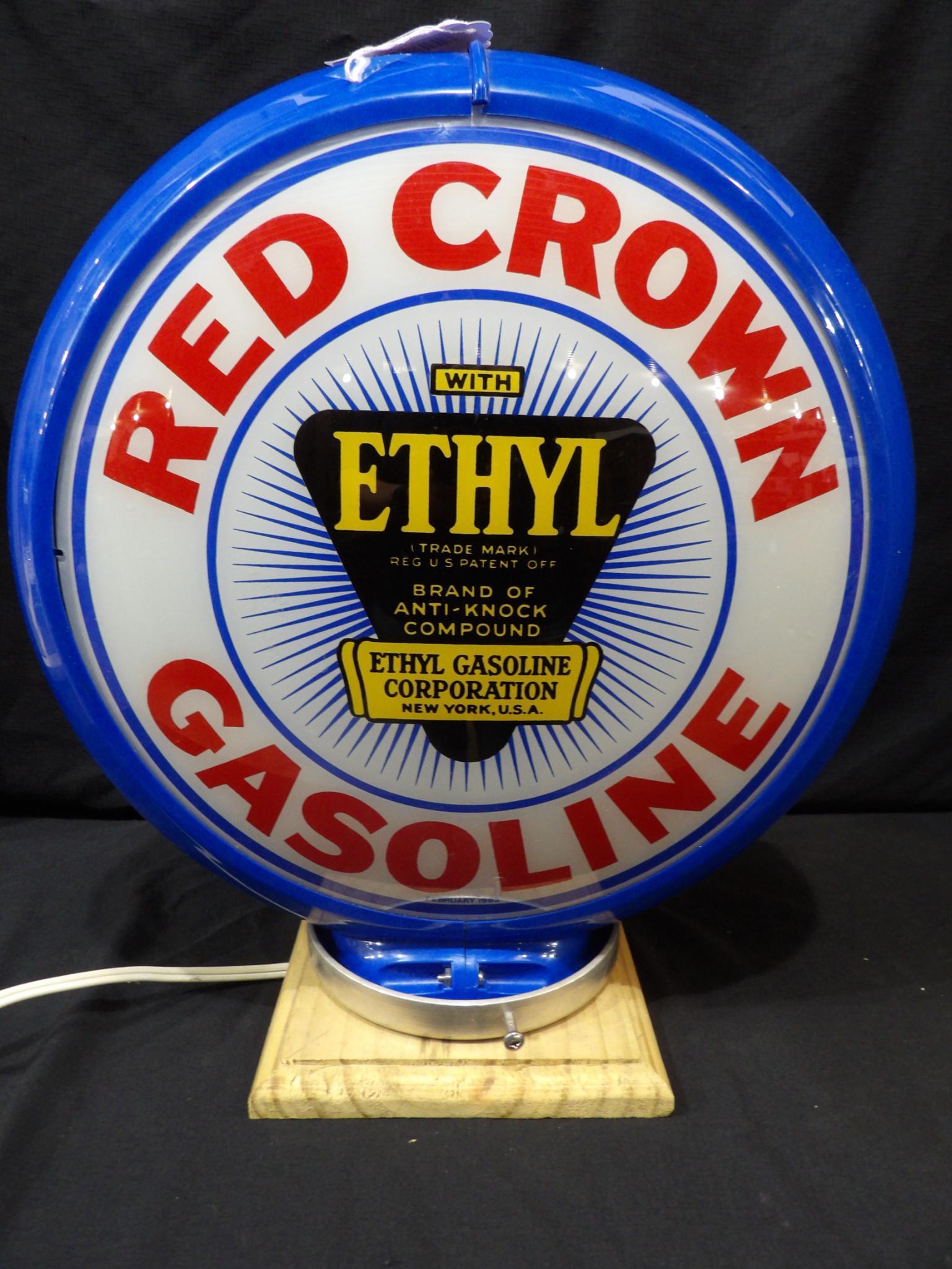 Red Crown Gasoline gas pump globe (1 of 8)