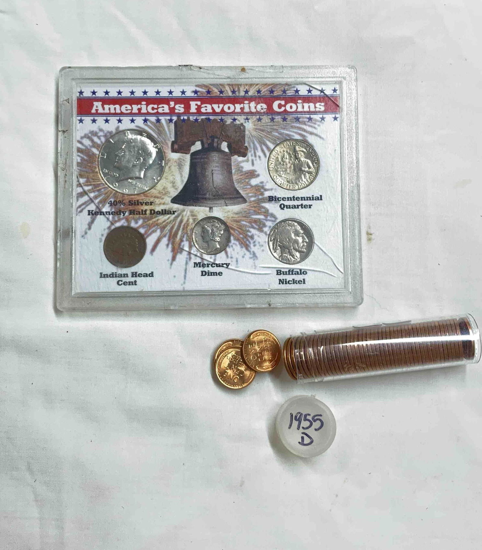 Americaâ€™s Favorite Coins & Roll of 1955 D UNC wheat pennies (1 of 5)