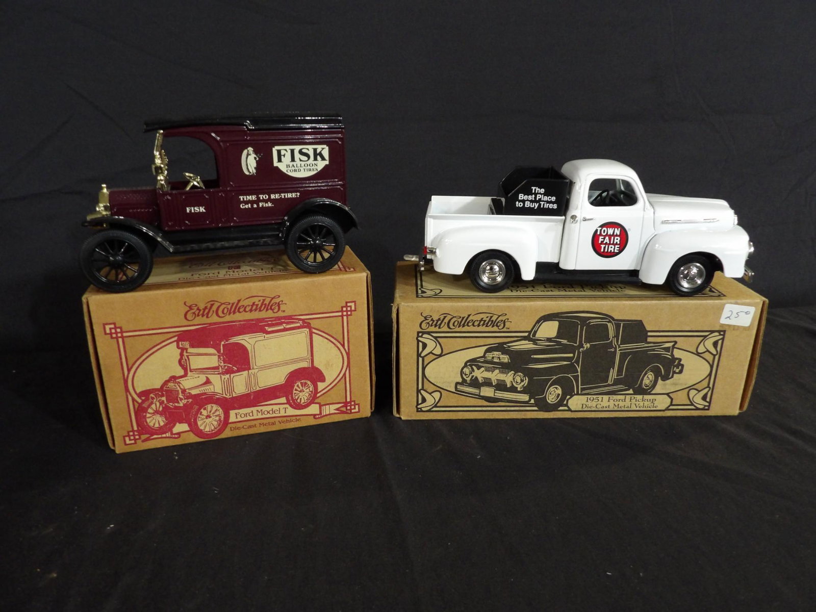 LOT OF 2 ERTL COLLECTIBLES ADVERTISING LOCKING COIN BANK REPLICAS-FISK TIRE & TOWN FAIR TIRE (1 of 10)