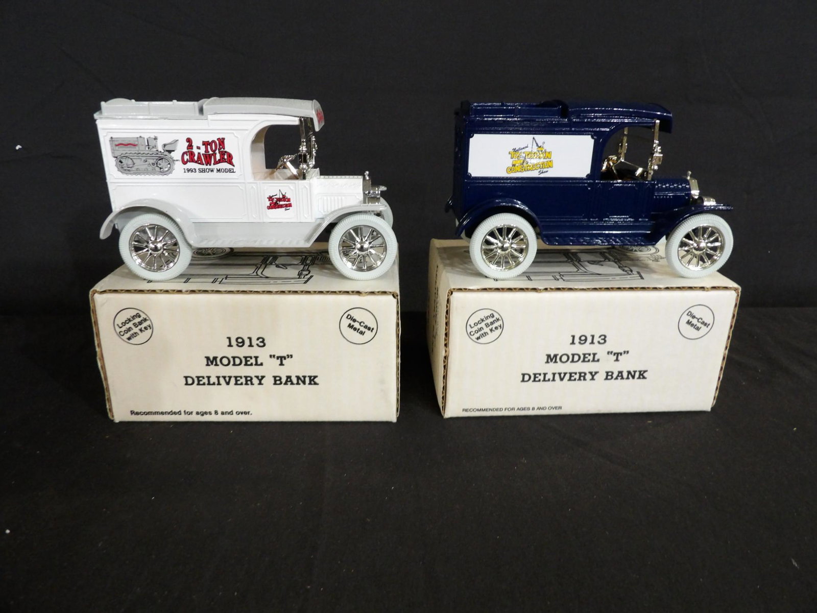 LOT OF 2 ERTL ADVERTISING LOCKING COIN BANK 1913 REPLICAS - BOTH TOY SHOW MODELS (1 of 8)