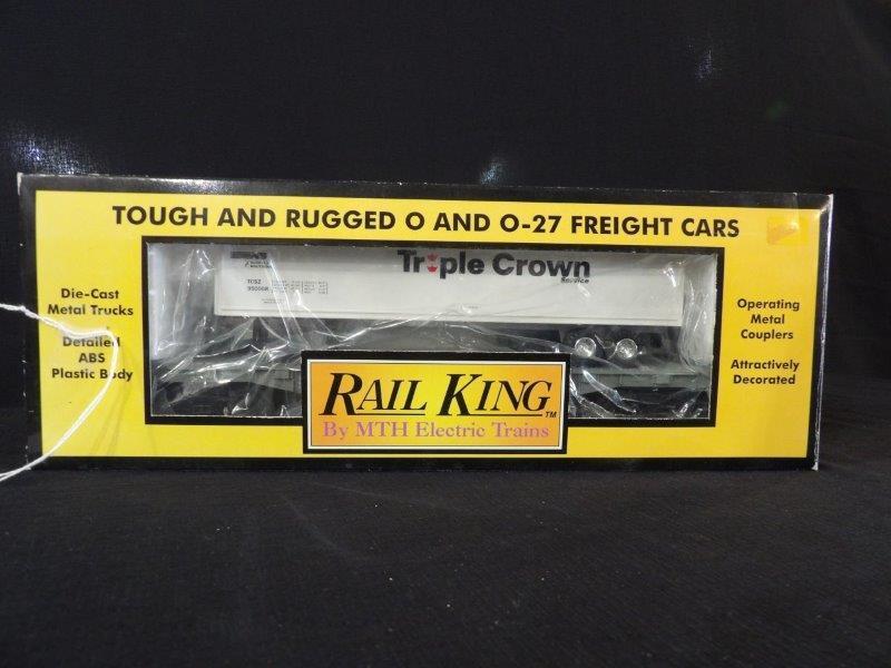 RAIL KING BY MTH NORFOLK SOUTHERN FLAT CAR W/ TRAILER (1 of 5)