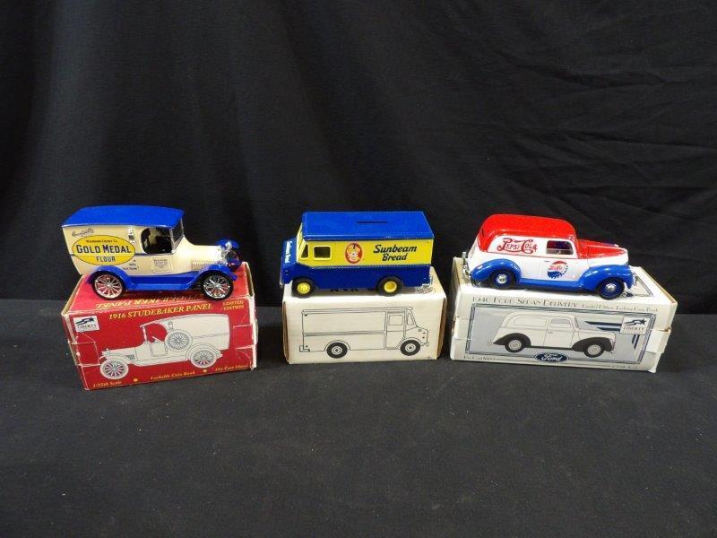 LOT OF 3 ERTL AND SPEC CAST ADVERTISING LOCKING COIN BANK REPLICAS (1 of 7)