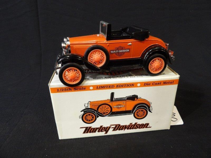 Spec Cast Harley Davidson Limited Edition Coin Bank 1929 Model A Roadster: NIB 1/25 Scale