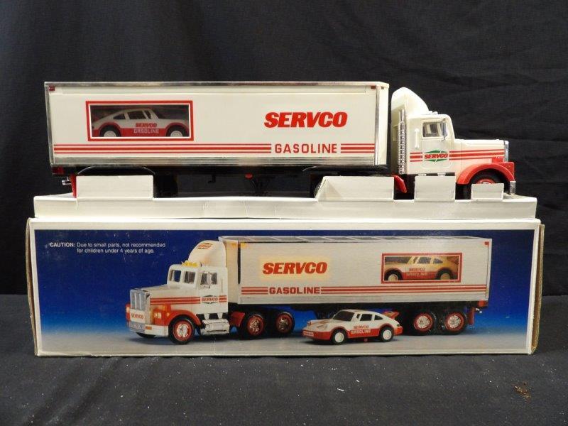 SERVCO GASOLINE TOY TRUCK AND FRICTION RACER W/ LIGHTS (1 of 5)