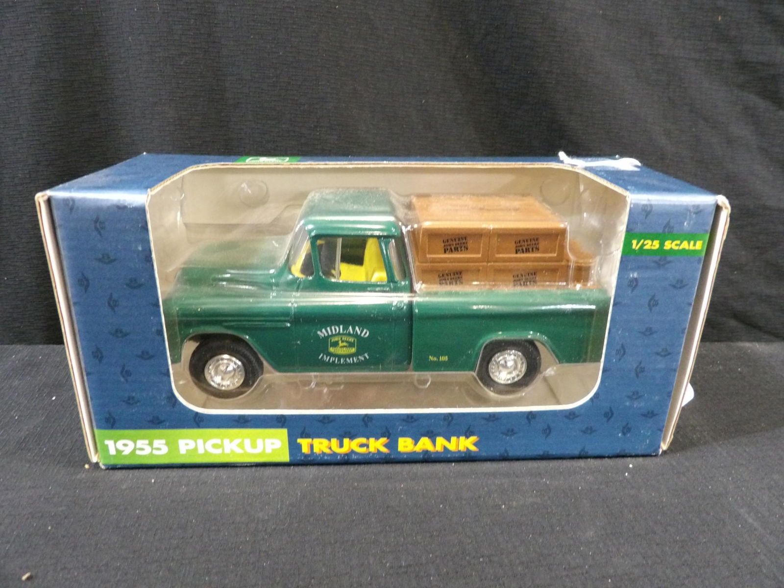 ERTL JOHN DEERE MIDLAND IMPLEMENT 1955 PICKUP TRUCK BANK REPLICA NO.105: NIB 1/25 SCALE