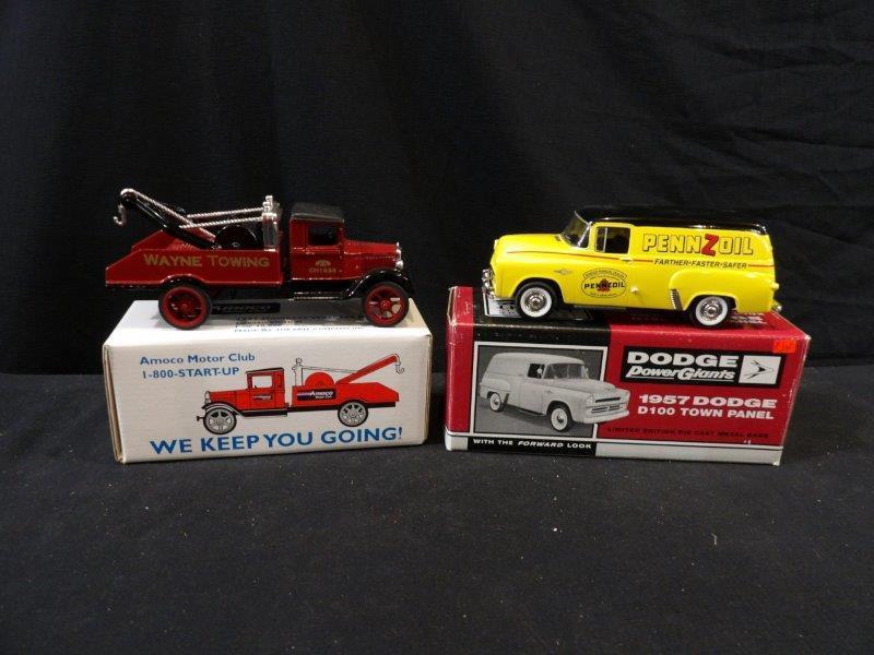 LOT OF 2 ERTL AND SPEC CAST ADVERTISING LOCKING COIN BANK REPLICAS (1 of 5)