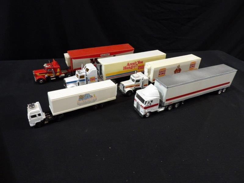LOT OF 5 ADVERTISING TRUCK AND TRAILER SCALE MODEL REPLICAS (1 of 10)