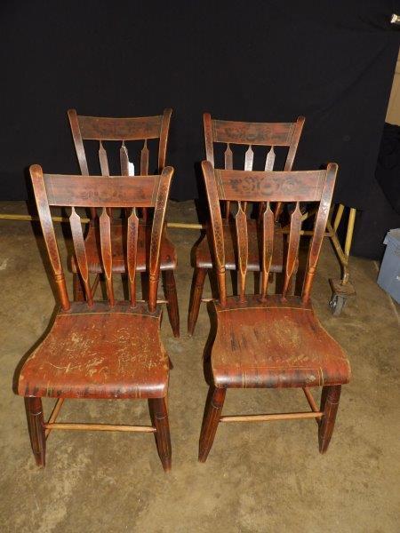 Set of 4 early plank bottom Arrow back chairs (1 of 6)