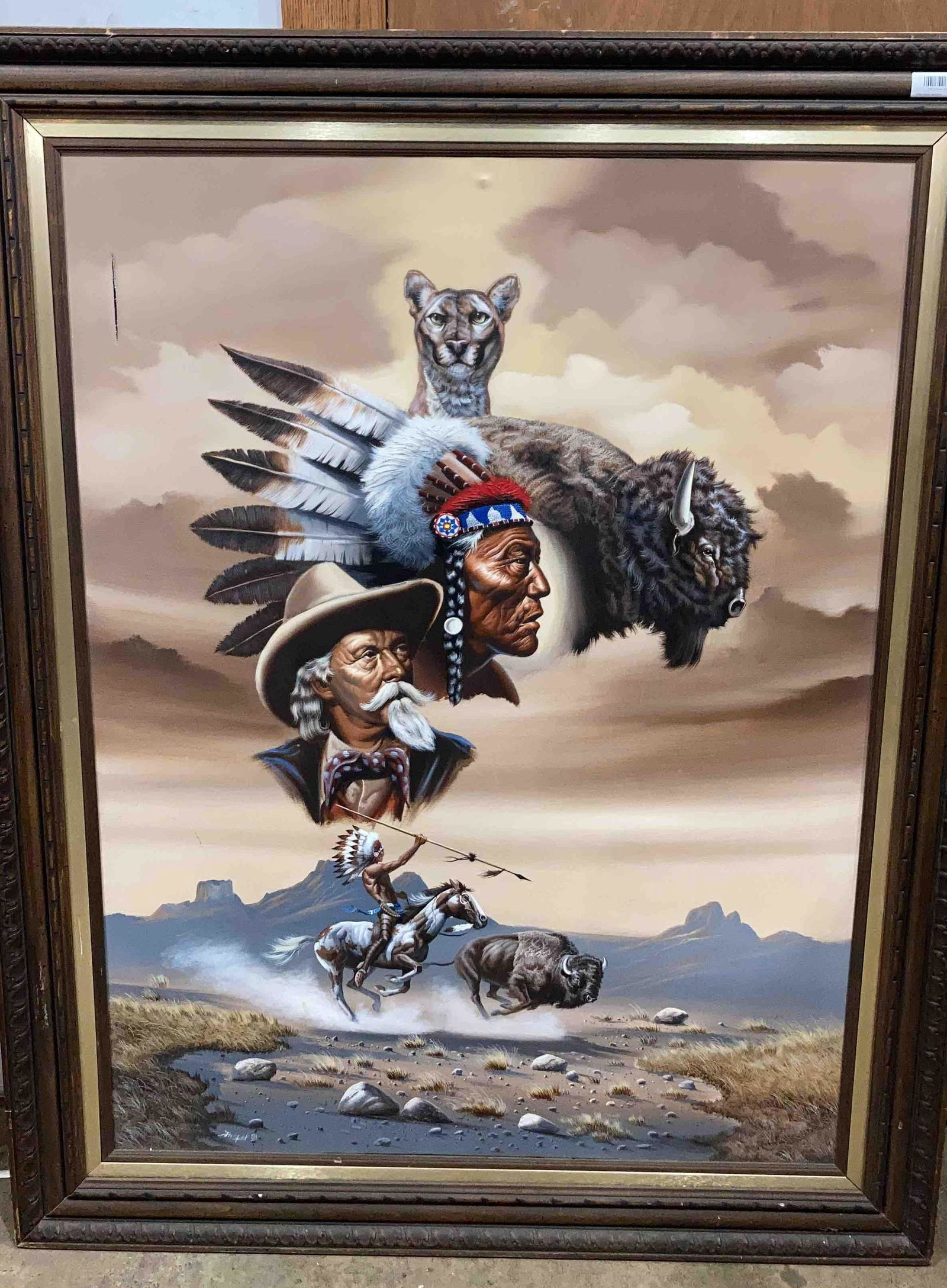 Buffalo Bill Native American Canvas Painting (1 of 10)