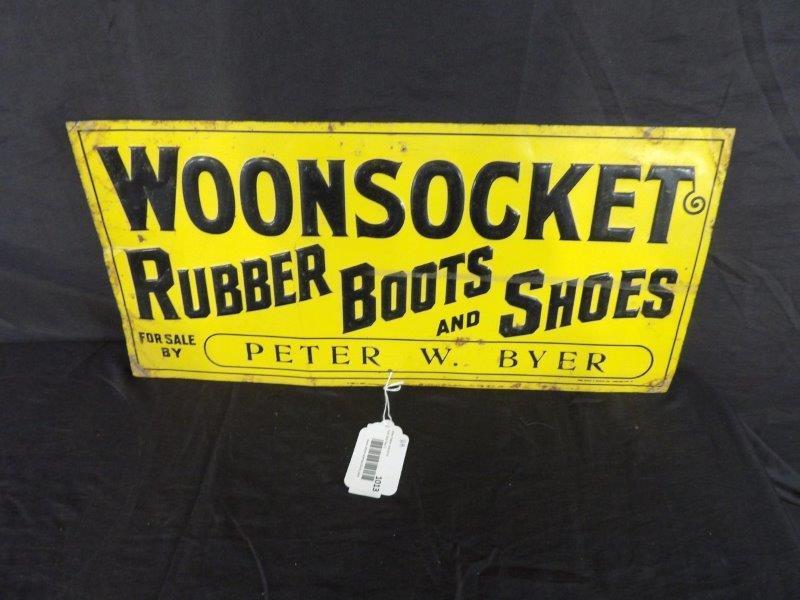 SST Woonsocket Rubber Boots and Shoes embossed sign (1 of 5)