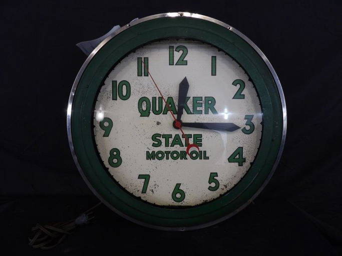 Awesome 1949 Quaker State motor oil neon clock (1133) on Dec 28, 2022 Atlee Raber Auctions in OH