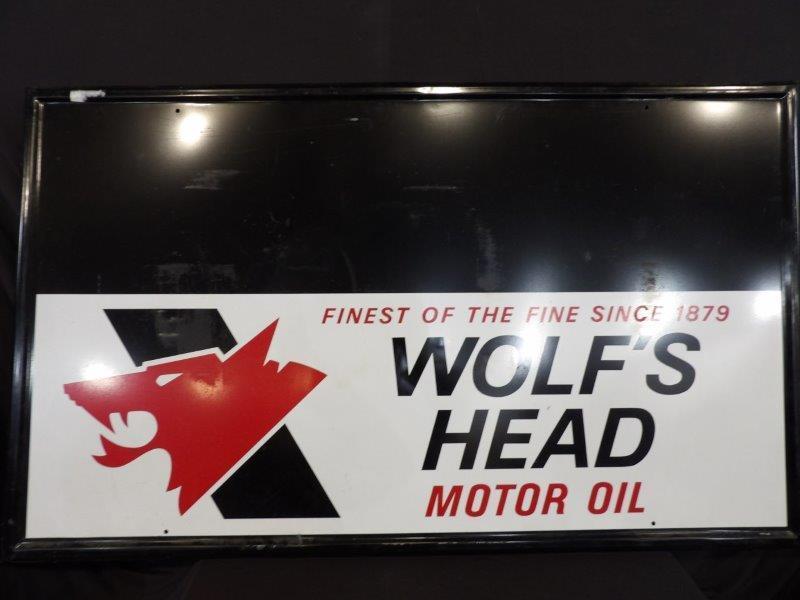 SST Wolf's Head motor oil self framed sign (1256) on Dec 28, 2022