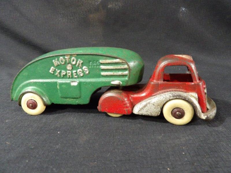ブランド購入サイト Hubley Cast Iron Motor Express Truck & Trailer ミニカー