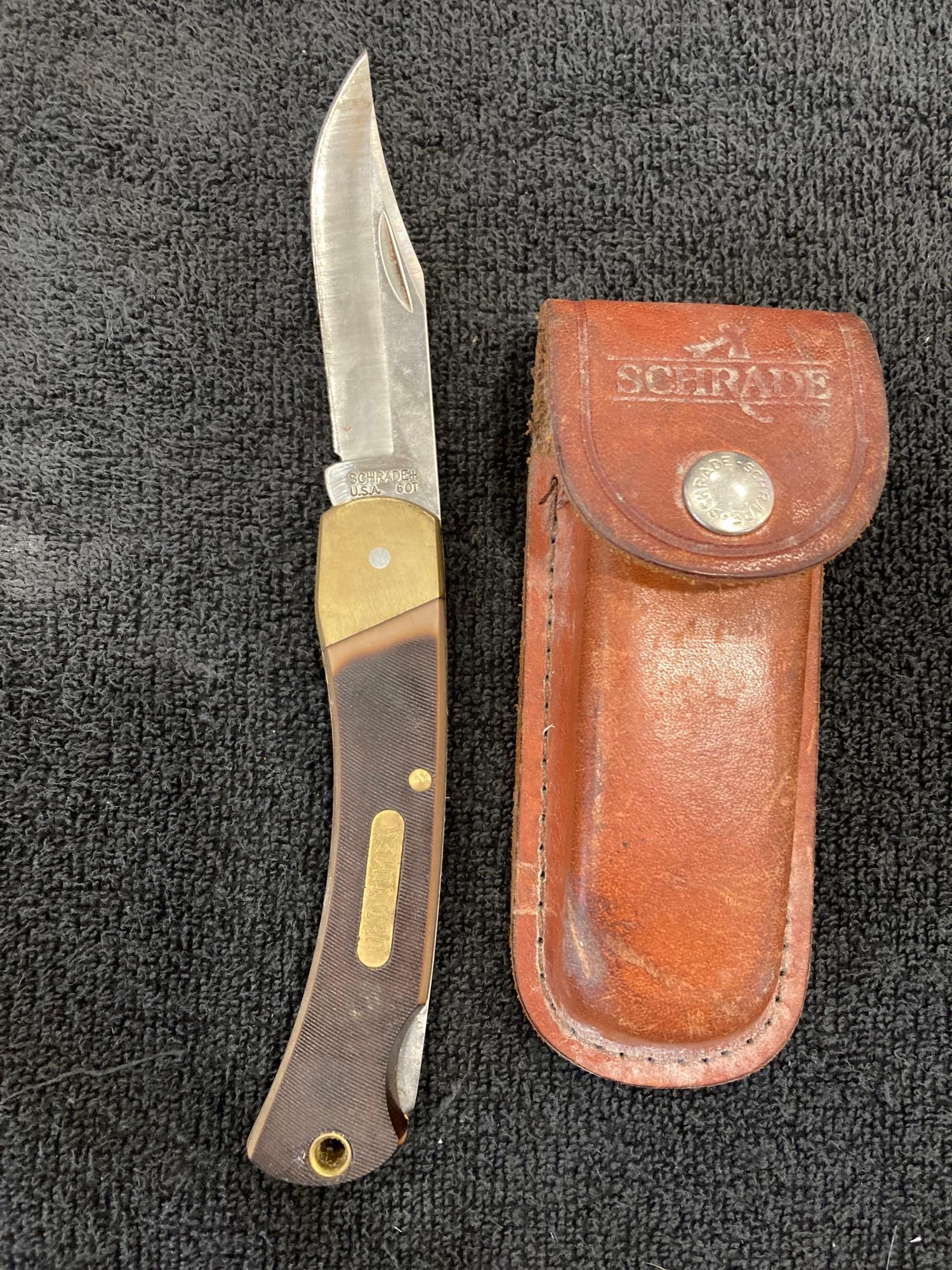 Schrade Old Timer Single Blade Knife and Leather Pouch (1 of 7)