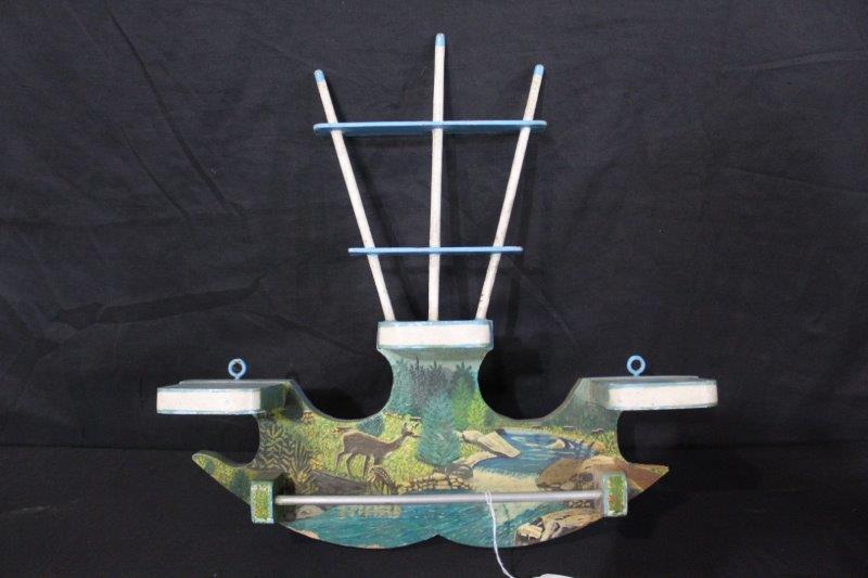 Folk Art Painted Shelf/ Towel Rack (1 of 6)