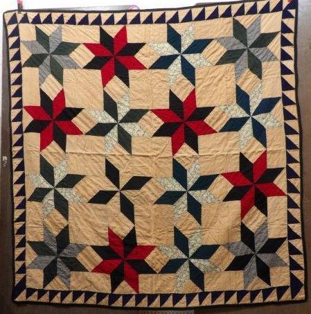 Vintage 8 Point Star Quilt  Very good early condition 71" x 74" (1 of 11)