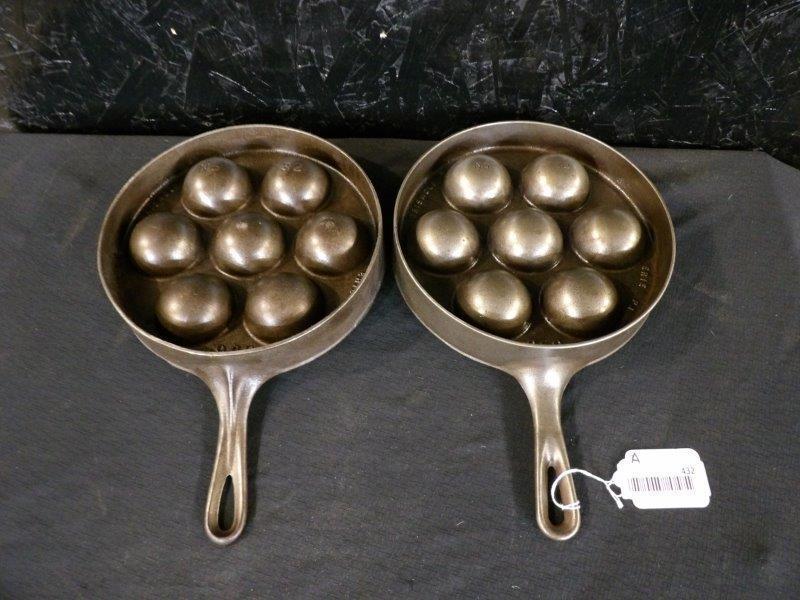 Pair of Aebleskiver Griswold Skillets (1 of 8)