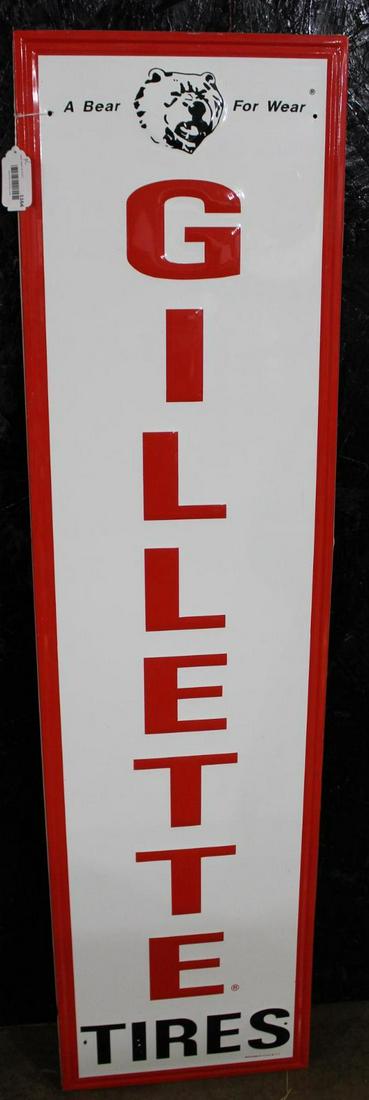 SS Alum. Gillette Tires embossed sign (1 of 5)