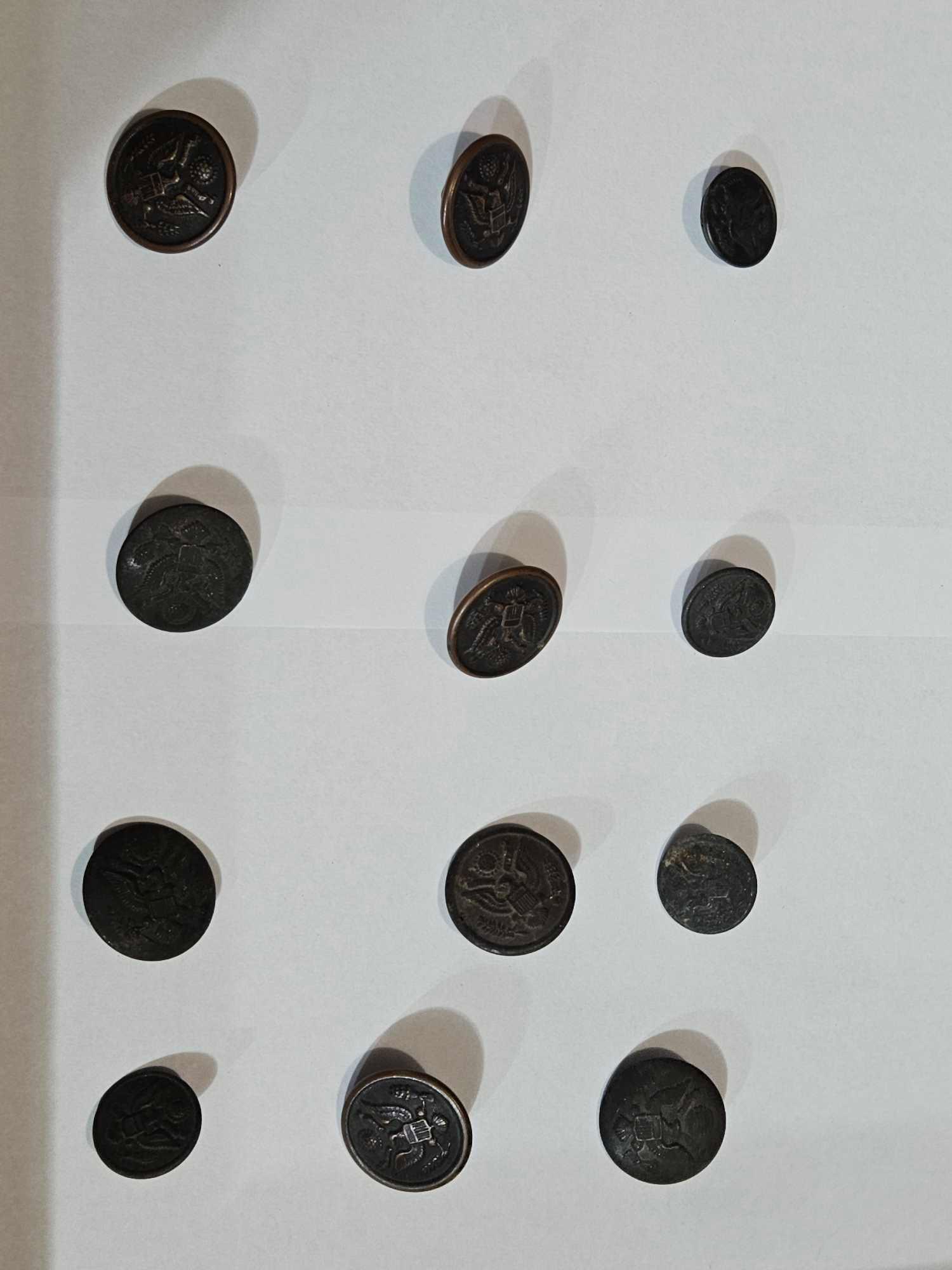 Lot of 12 Early Military Uniform Buttons w/ Eagle and Shield (1 of 3)