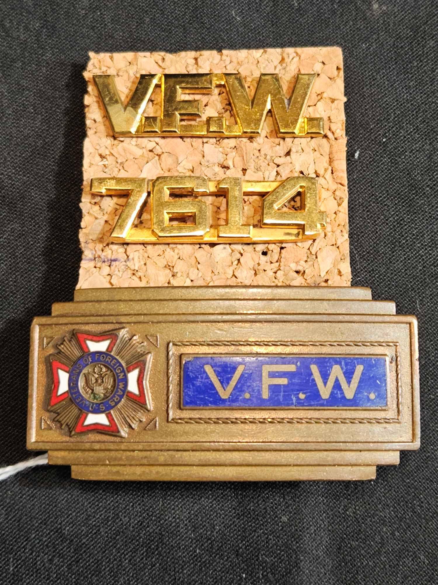 Veterans of Foreign Wars VFW Enamel Belt Buckle and VFW Local Pins: Great early condition