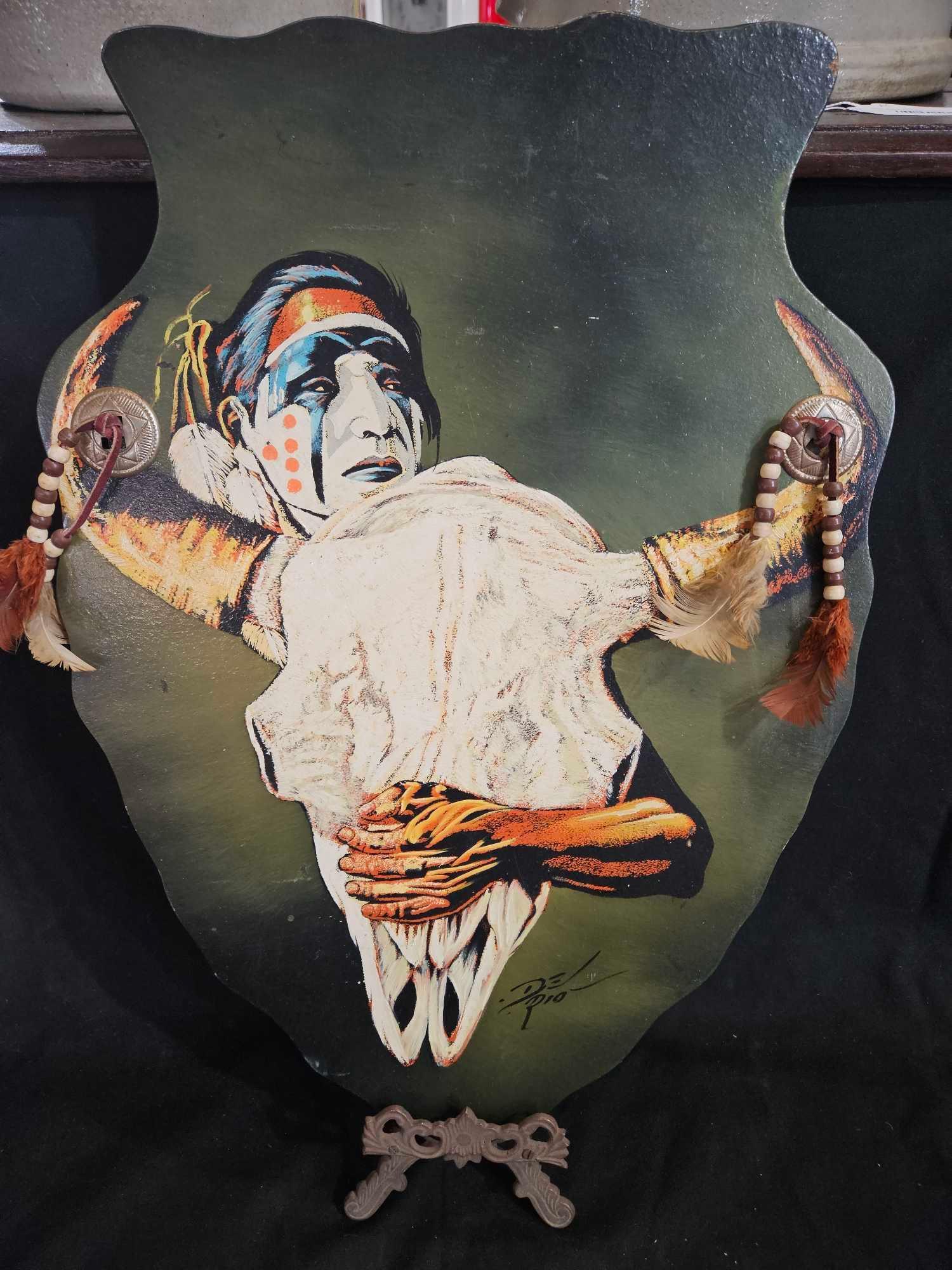 Indian Warrior Hand Painted Wooden Arrowhead Art (1 of 7)