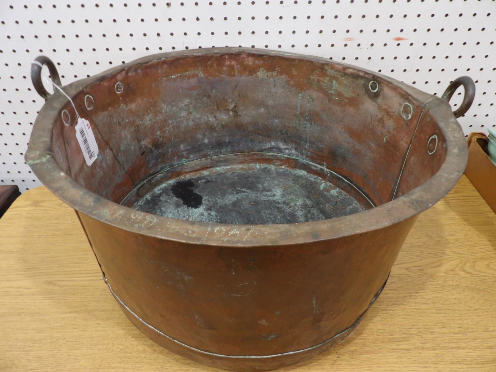 Early Hammered Copper Cauldron Stamped 1837 (1 of 16)