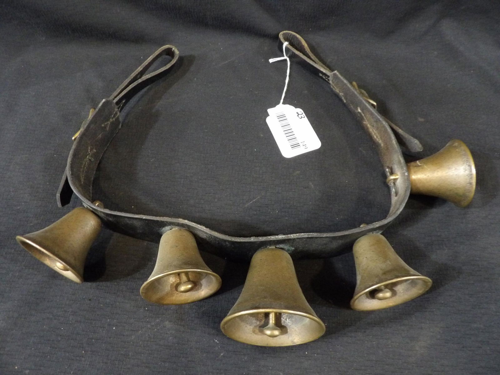 Brass Sleigh Bells on Leather Strap (1 of 8)