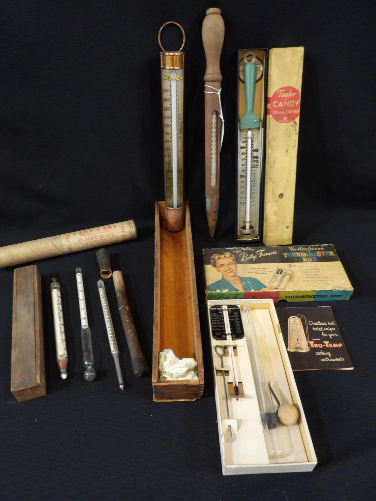 Lot of 7 Various Early Thermometers Inc. Taylor, Betty Furness Westinghouse and More: Various sizes with no chips, cracks or breaks