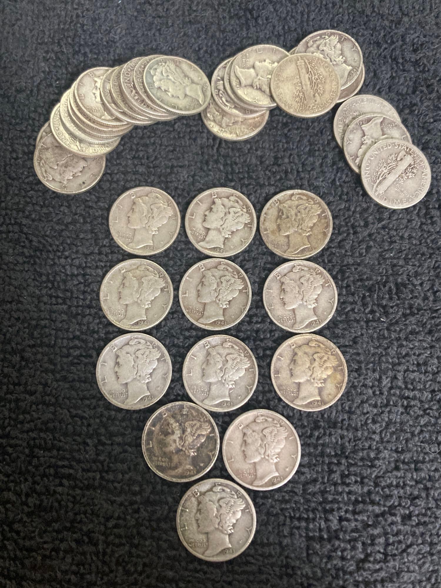 1943 Silver Mercury Dimes (1 of 3)