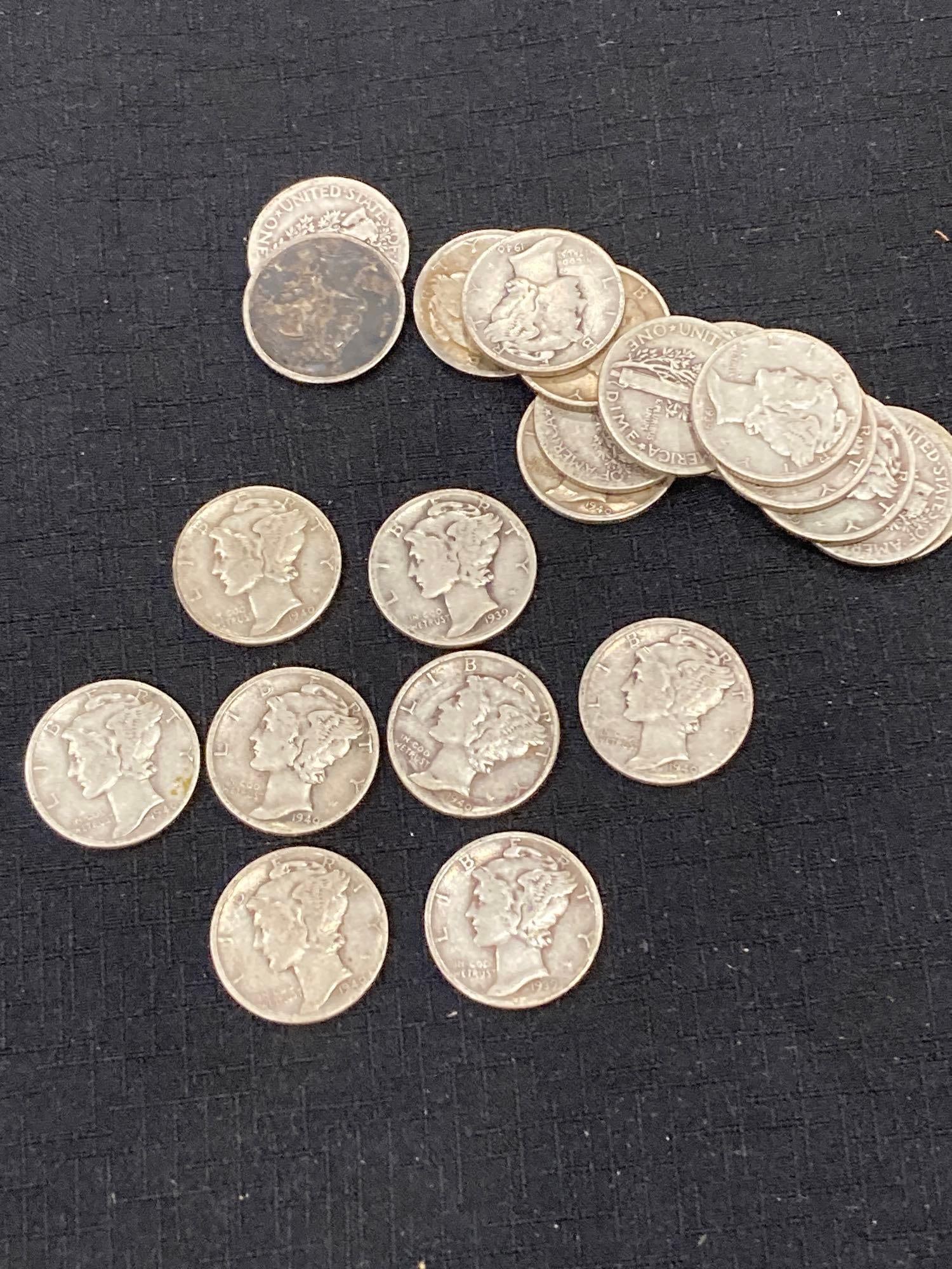 22 Mercury Dimes (1 of 3)