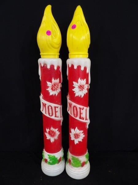 EMPIRE CANDLE BLOW MOLDS: SET OF 2 EMPIRE NOEL CANDLE BLOW MOLDS IN GREAT CONDITION 40 IN TALL, NO CORDS