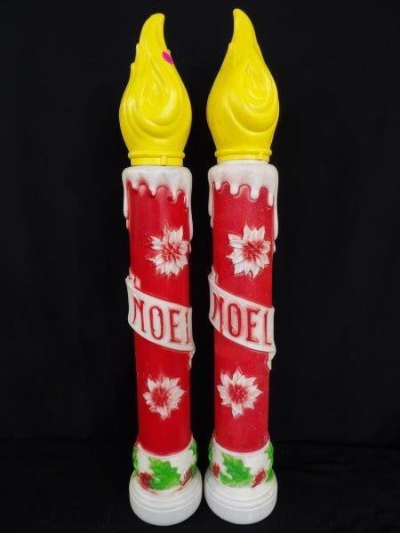 EMPIRE CANDLE BLOW MOLDS: SET OF 2 EMPIRE NOEL CANDLE BLOW MOLDS IN GREAT CONDITION 40 IN TALL NO CORDS