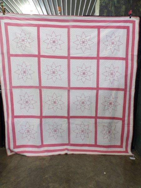 Vintage Hand Stitched / Cross Stitch Floral Star Pattern (1 of 10)